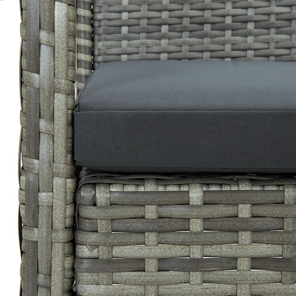 vidaXL 3-Seater Patio Sofa with Cushion Gray Poly Rattan. Picture 6