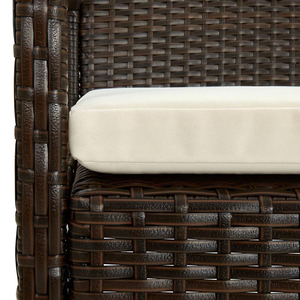 vidaXL Patio Chair with Cushion Poly Rattan Brown. Picture 6