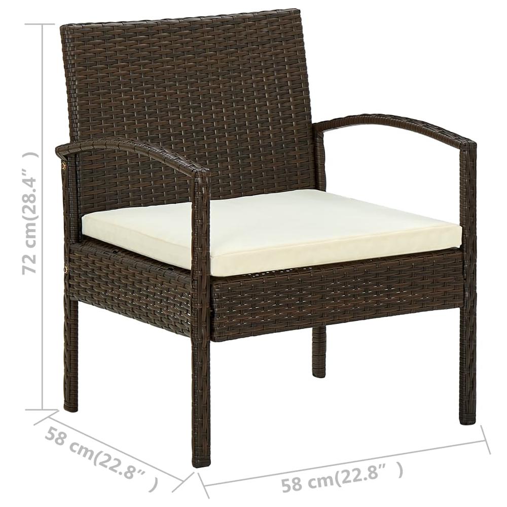 vidaXL Patio Chair with Cushion Poly Rattan Brown. Picture 7