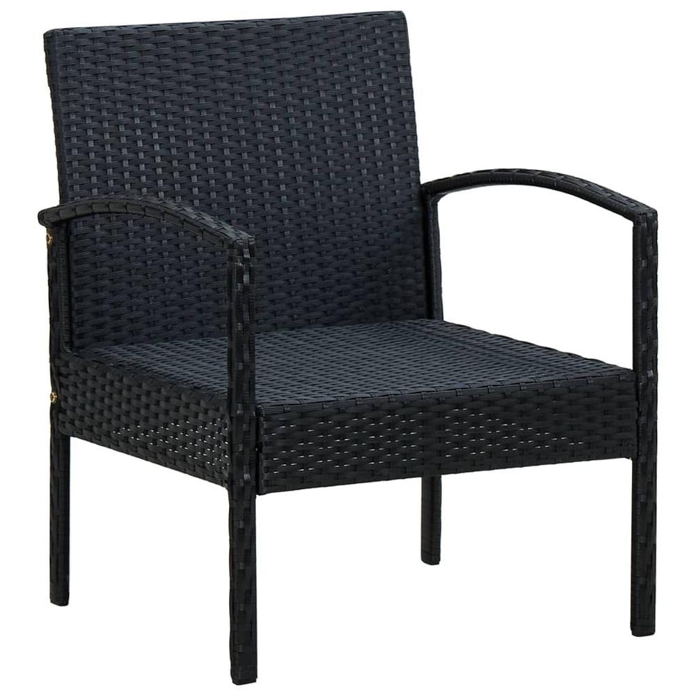 vidaXL Patio Chair with Cushion Poly Rattan Black. Picture 5