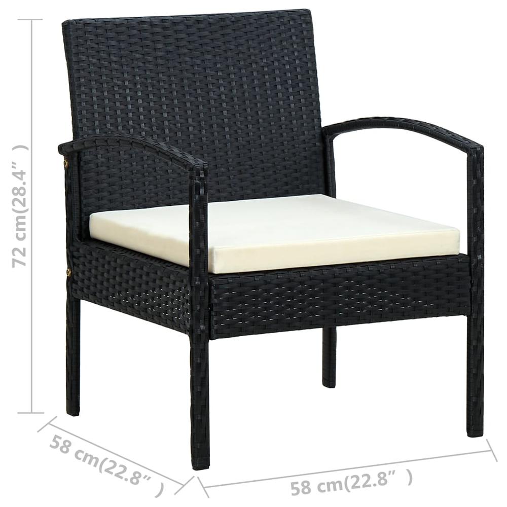 vidaXL Patio Chair with Cushion Poly Rattan Black. Picture 8