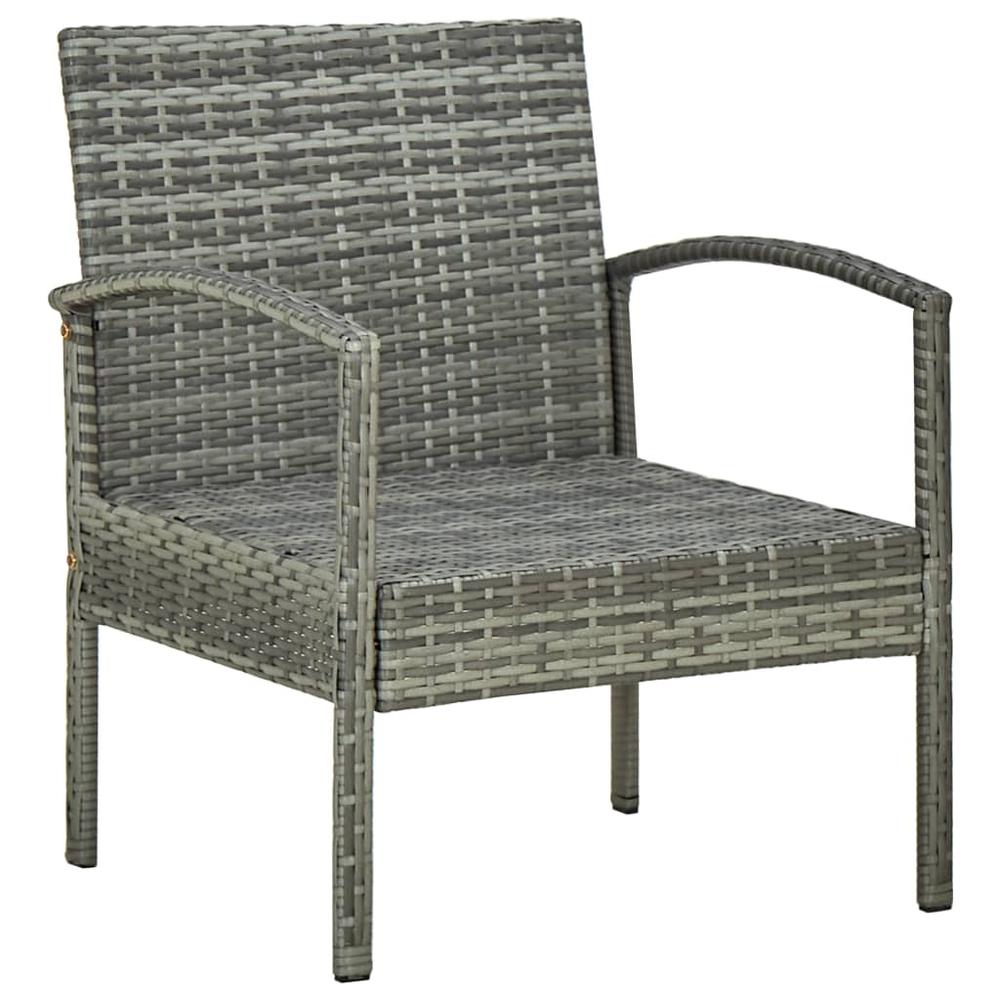 vidaXL Patio Chair with Cushion Poly Rattan Gray. Picture 5