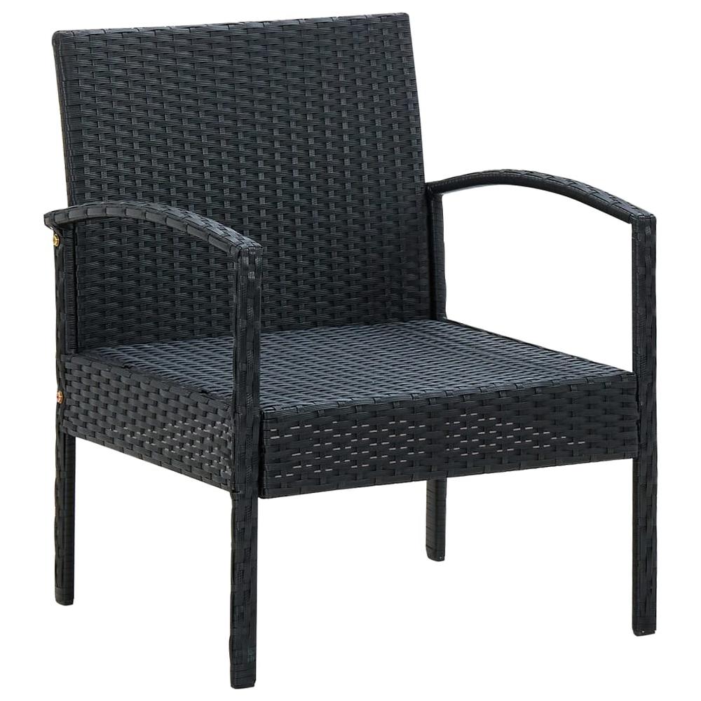 Patio Chair with Cushion Poly Rattan Black. Picture 1
