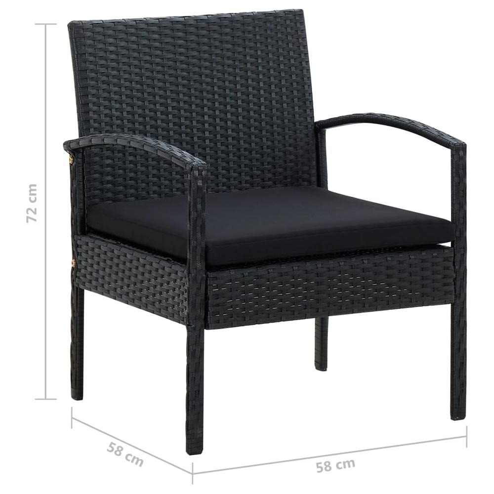 Patio Chair with Cushion Poly Rattan Black. Picture 6