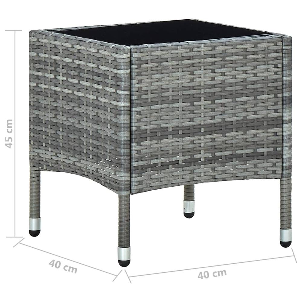 vidaXL Patio Table Gray 15.7"x15.7"x17.7" Poly Rattan. Picture 5