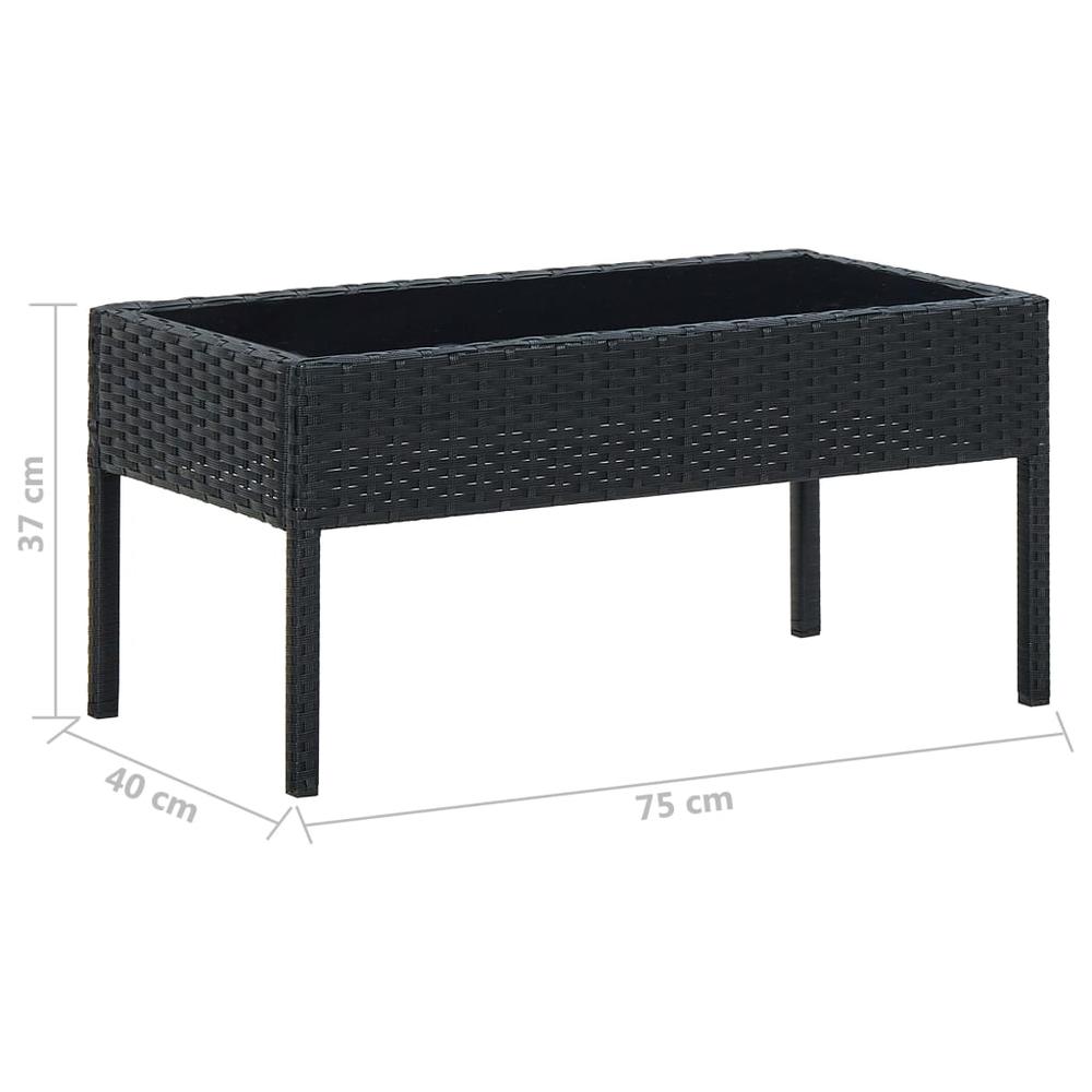vidaXL Patio Table Black 29.5"x15.7"x14.6" Poly Rattan. Picture 5