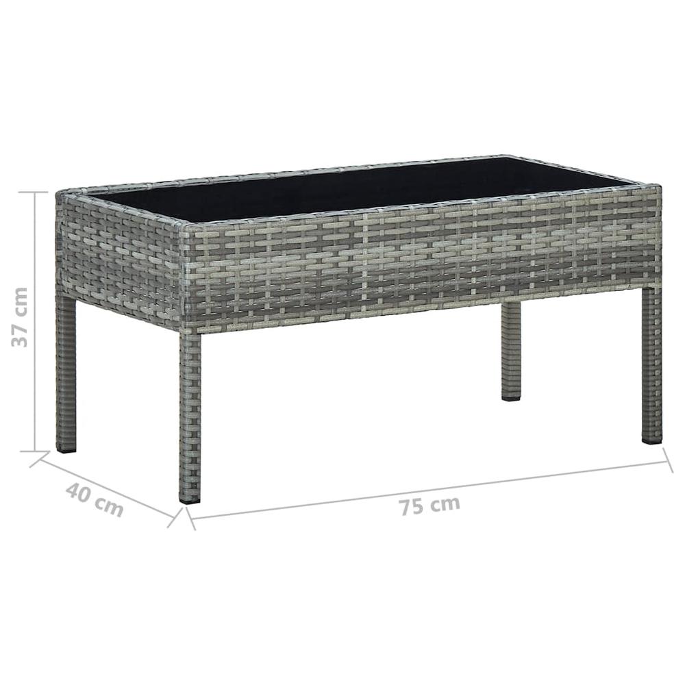 vidaXL Patio Table Gray 29.5"x15.7"x14.6" Poly Rattan. Picture 5