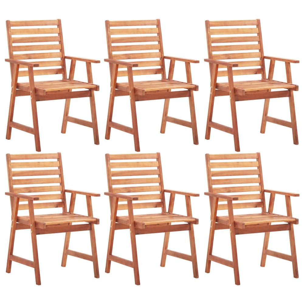 vidaXL Outdoor Dining Chairs 6 pcs Solid Acacia Wood, 3051101. Picture 1