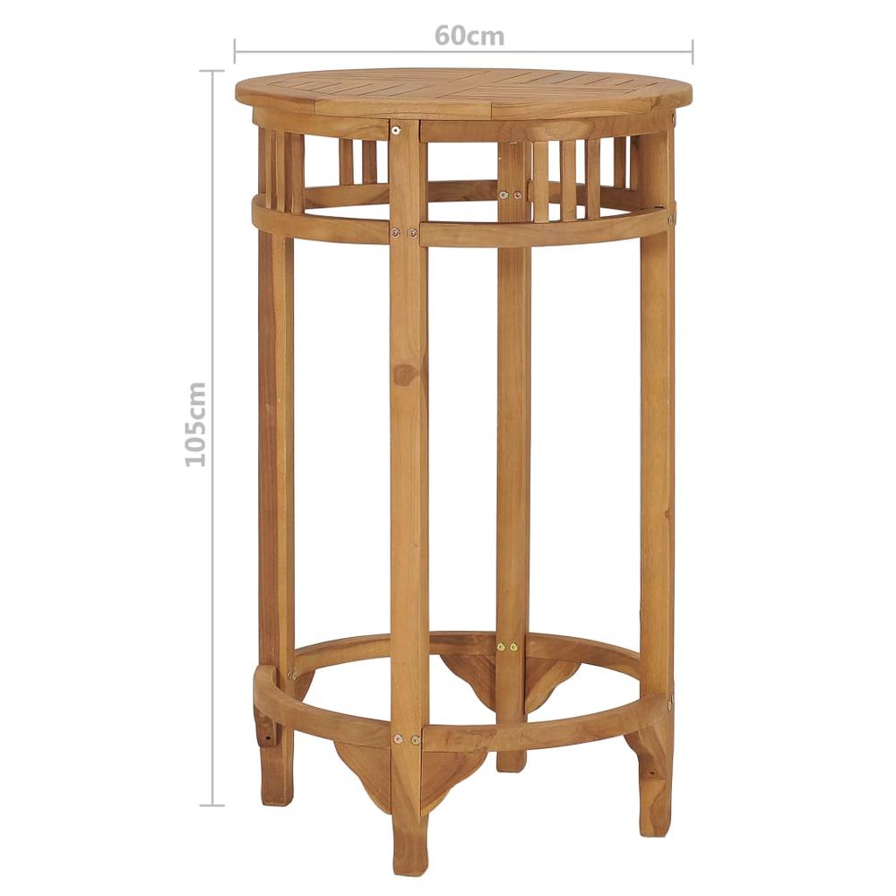 Bar Table Ã˜ 23.6" Solid Wood Teak. Picture 5