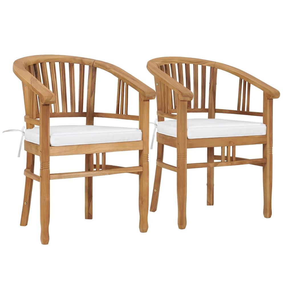 vidaXL Garden Chairs with Cushions 2 pcs Solid Teak Wood 9430. Picture 1