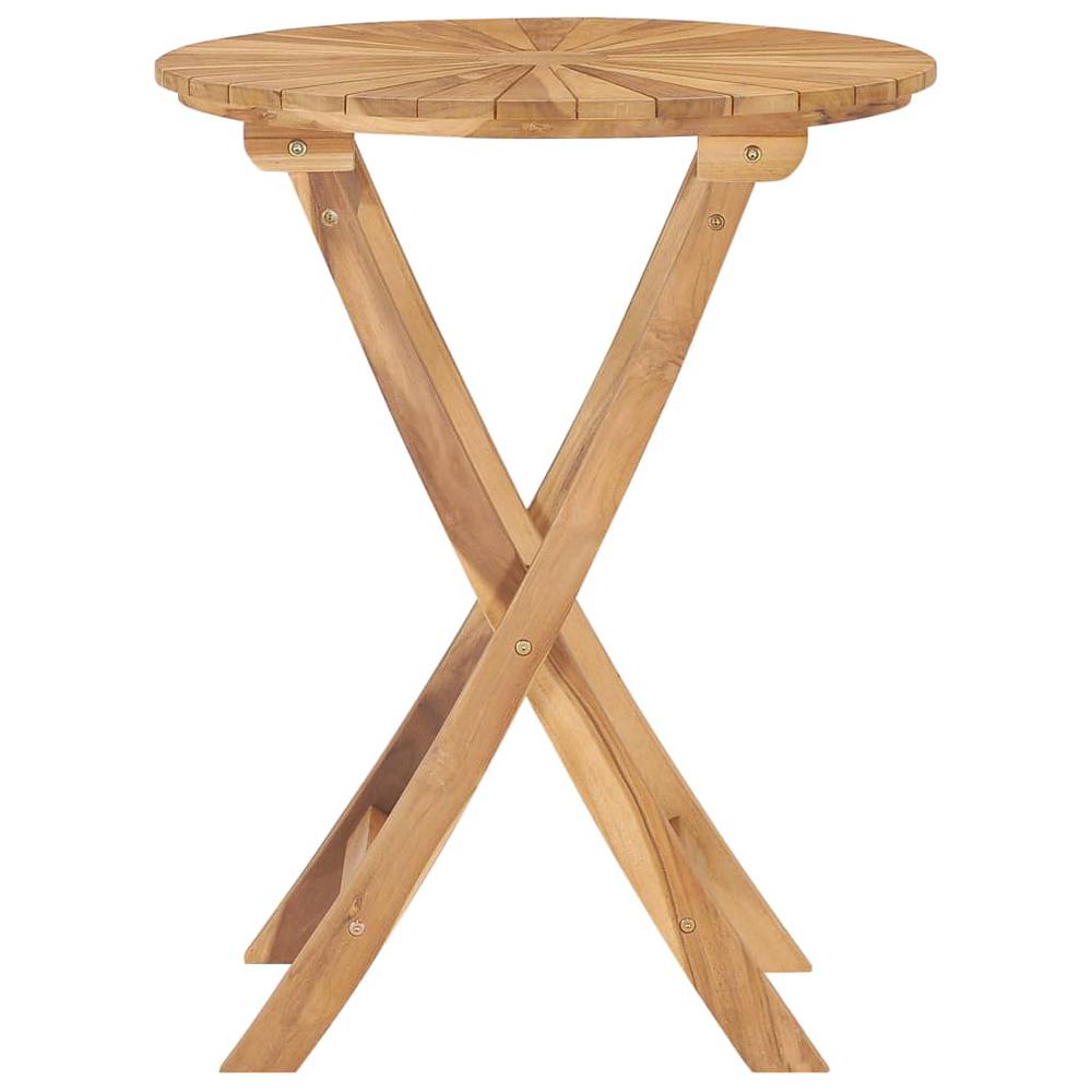Folding Patio Table Ã˜ 23.6" Solid Teak Wood. Picture 2
