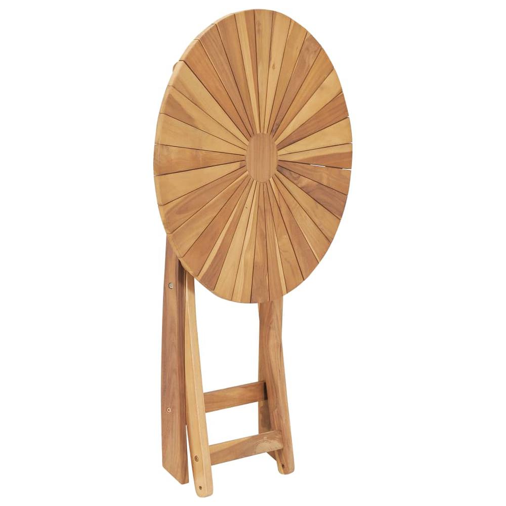 Folding Patio Table Ã˜ 23.6" Solid Teak Wood. Picture 3