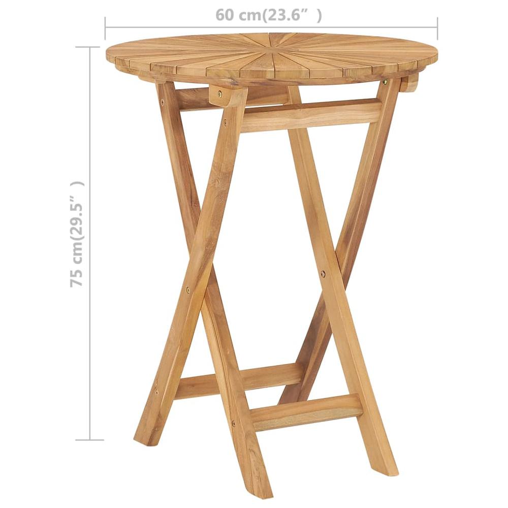 Folding Patio Table Ã˜ 23.6" Solid Teak Wood. Picture 6
