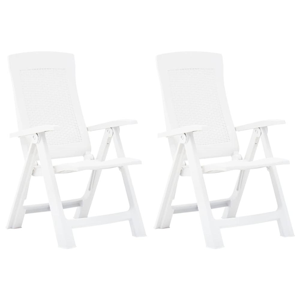 vidaXL Garden Reclining Chairs 2 pcs Plastic White, 48760. Picture 1