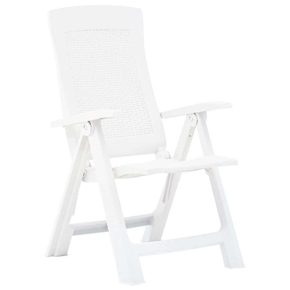 vidaXL Garden Reclining Chairs 2 pcs Plastic White, 48760. Picture 2
