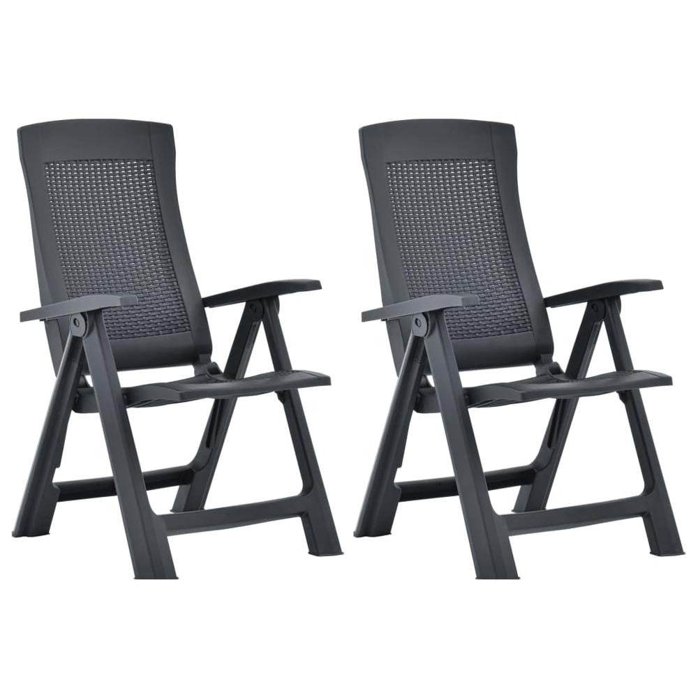 vidaXL Garden Reclining Chairs 2 pcs Plastic Anthracite, 48761. Picture 1