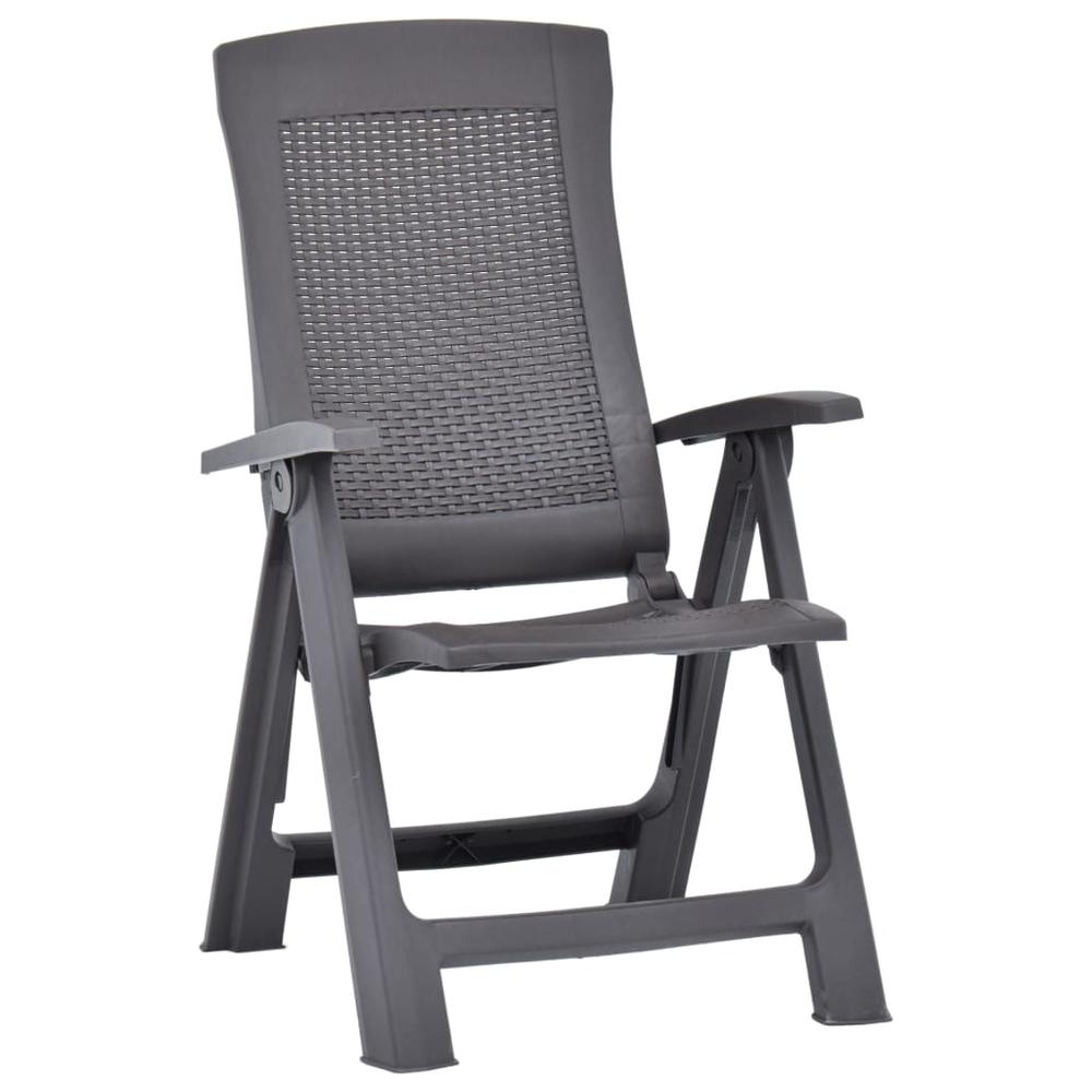 vidaXL Garden Reclining Chairs 2 pcs Plastic Mocca, 48762. Picture 2