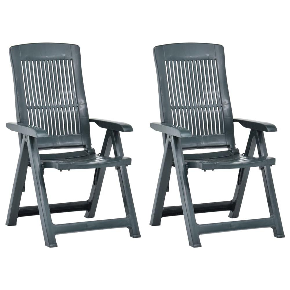 vidaXL Garden Reclining Chairs 2 pcs Plastic Green, 48767. Picture 1