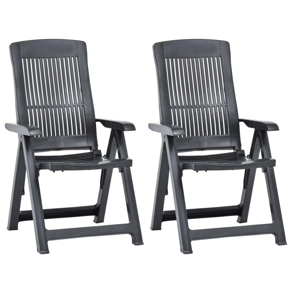 vidaXL Garden Reclining Chairs 2 pcs Plastic Anthracite, 48768. Picture 1