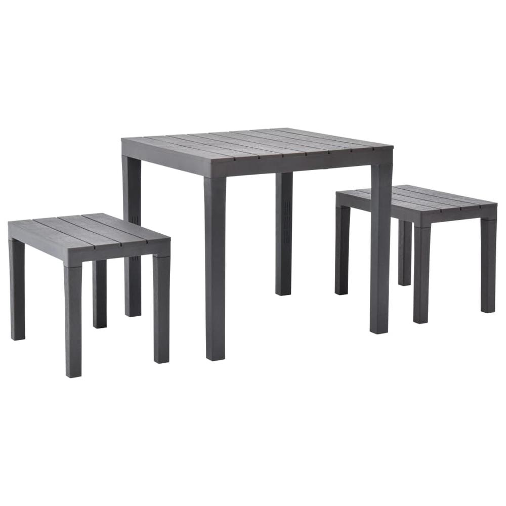 vidaXL Garden Table with 2 Benches Plastic Brown, 48779. Picture 1