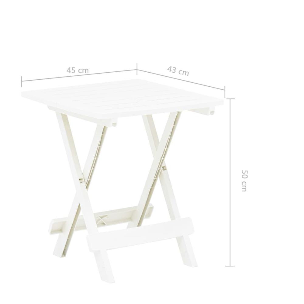 vidaXL Folding Garden Table White 17.7"x16.9"x19.7" Plastic 8808. Picture 7