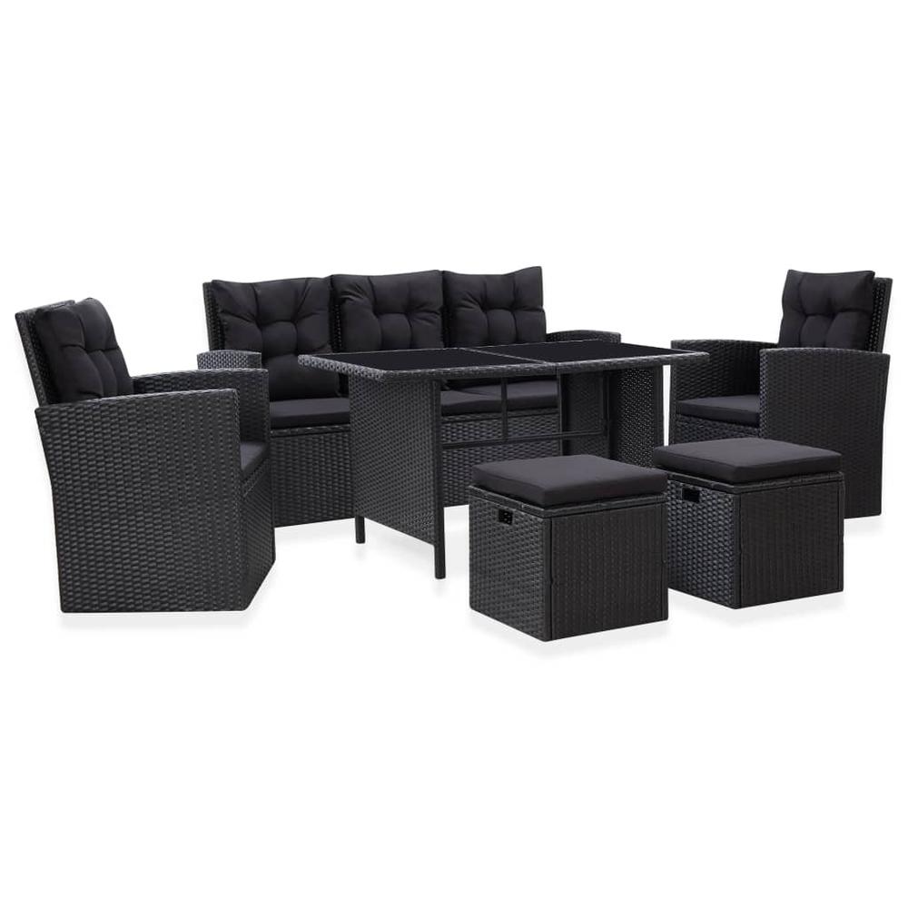 vidaXL 6 Piece Garden Lounge Set with Cushions Poly Rattan Black, 46094. The main picture.