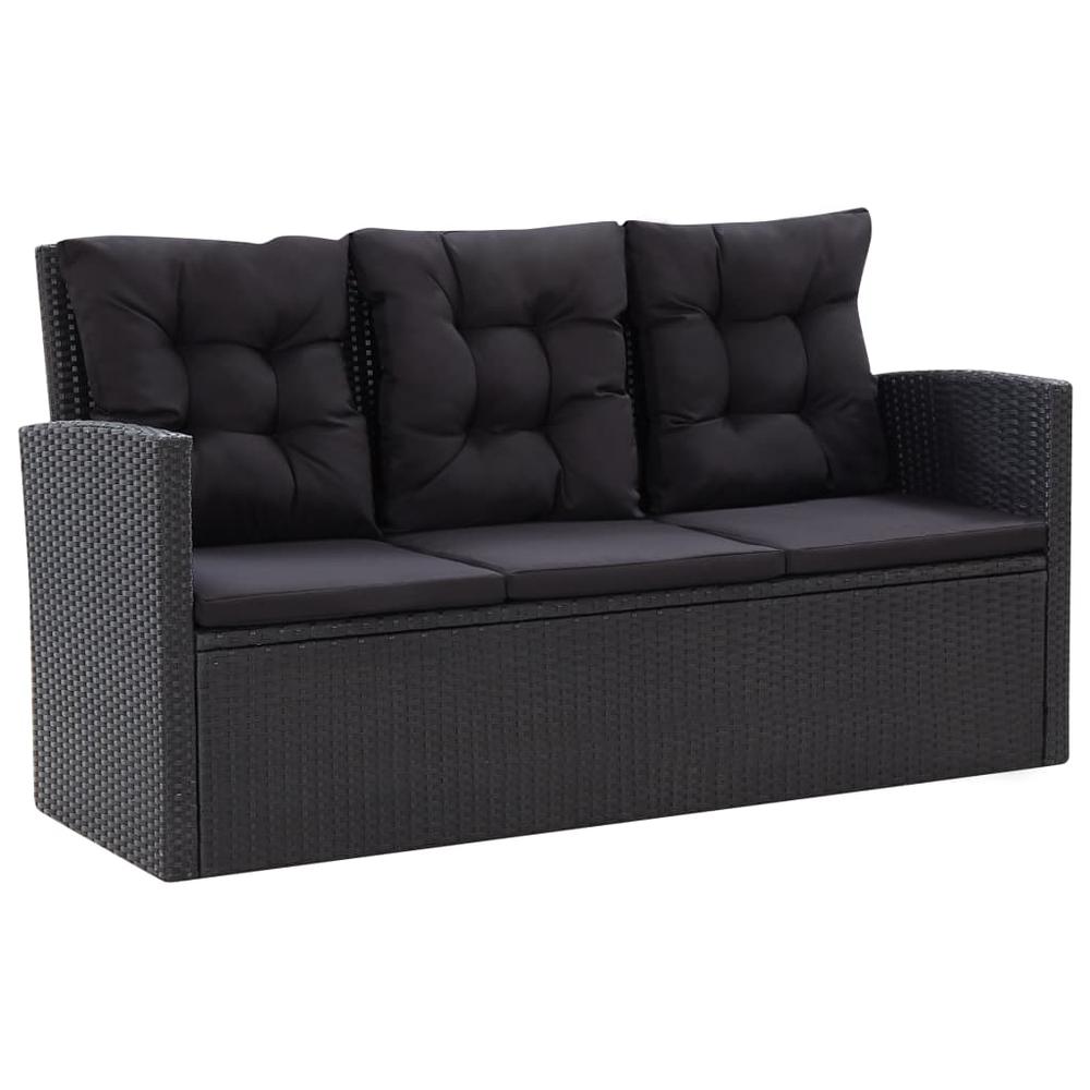 vidaXL 6 Piece Garden Lounge Set with Cushions Poly Rattan Black, 46094. Picture 3