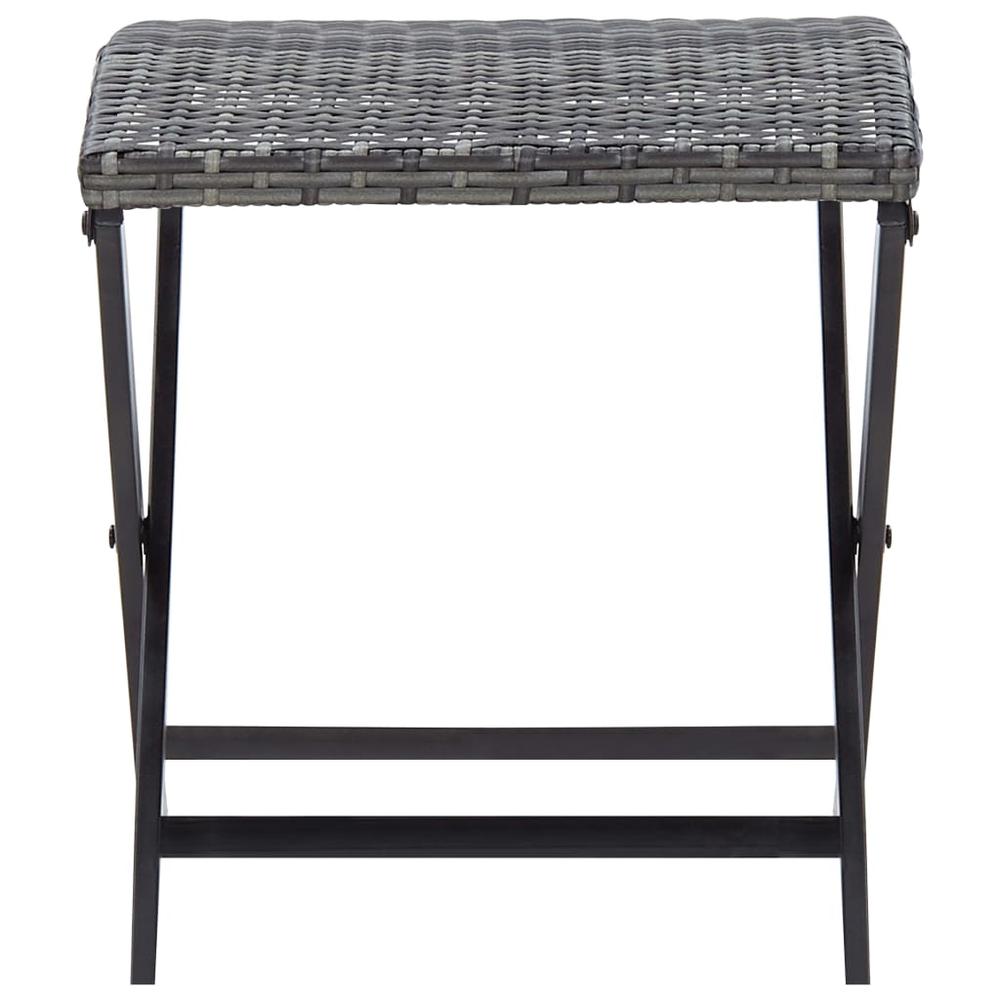 Folding Stool Poly Rattan Gray. Picture 1