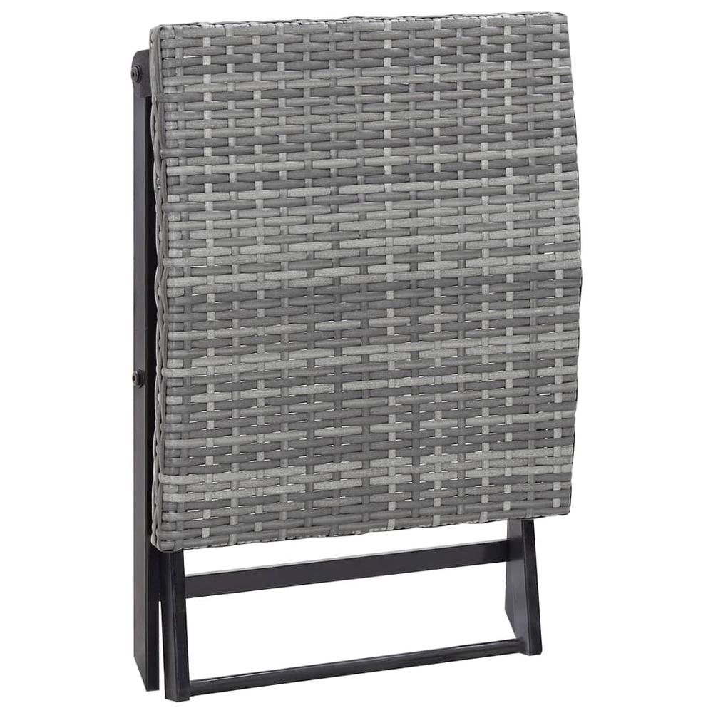 Folding Stool Poly Rattan Gray. Picture 3