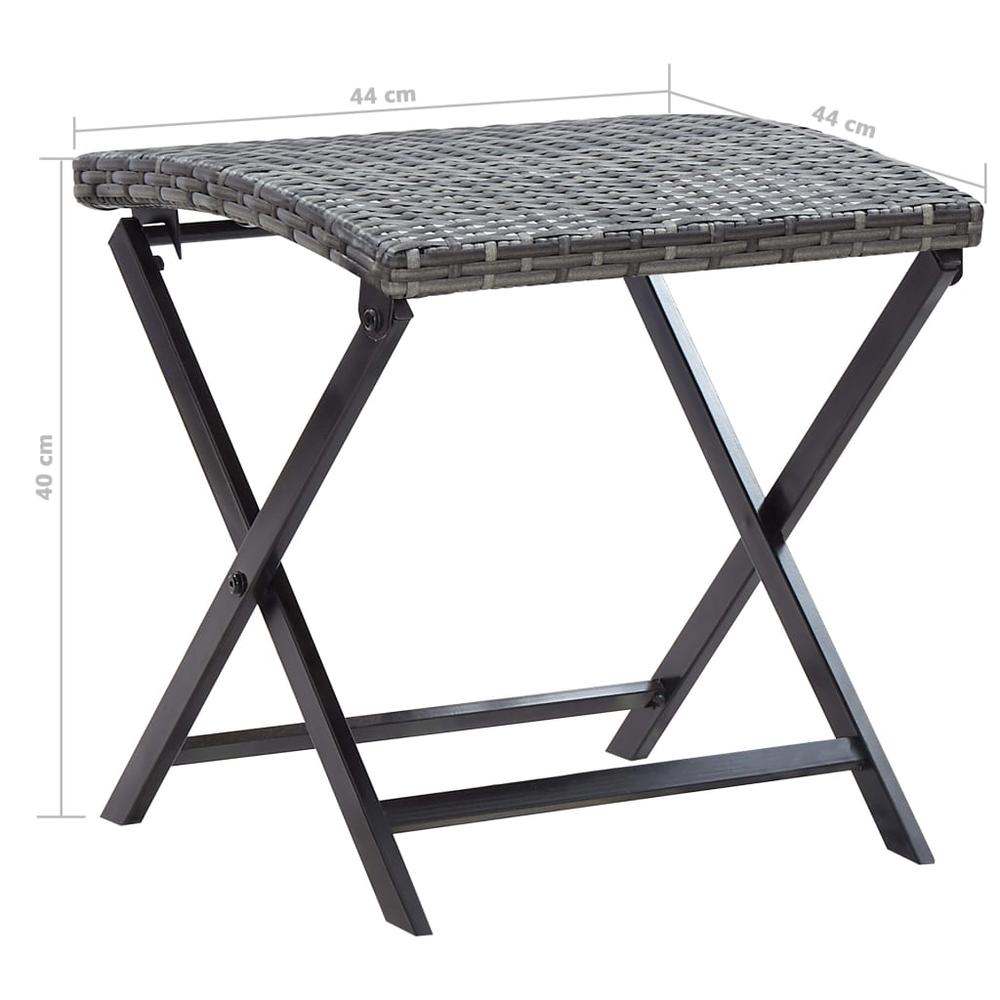 Folding Stool Poly Rattan Gray. Picture 5