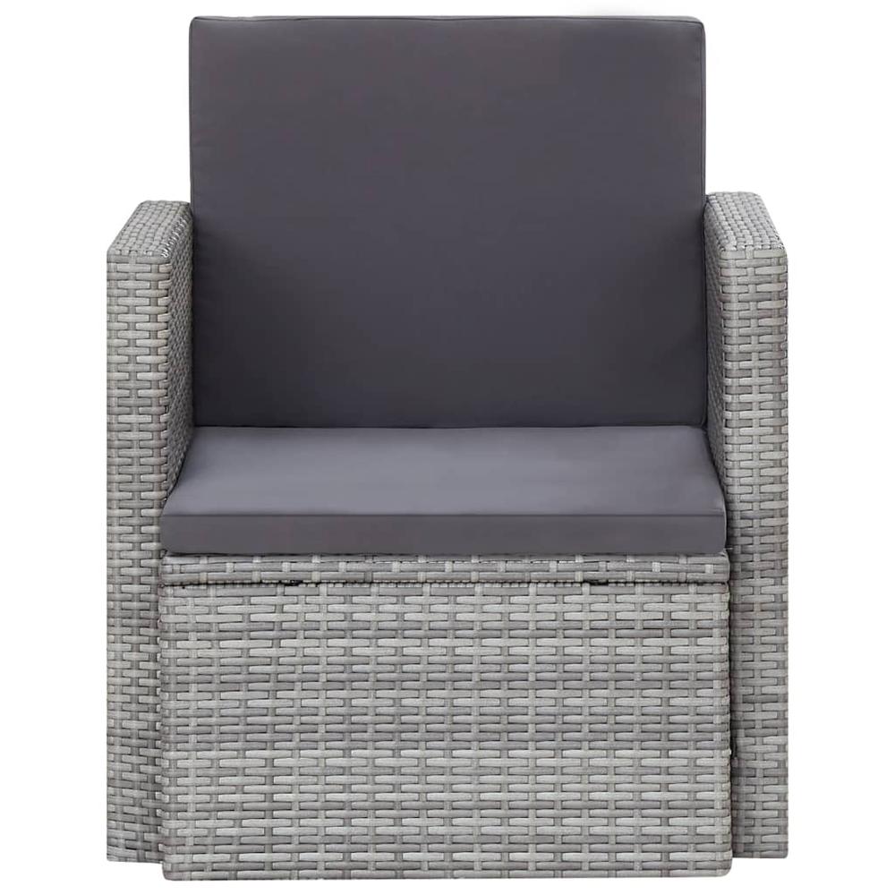 Patio Chair with Cushions Poly Rattan Gray. Picture 1
