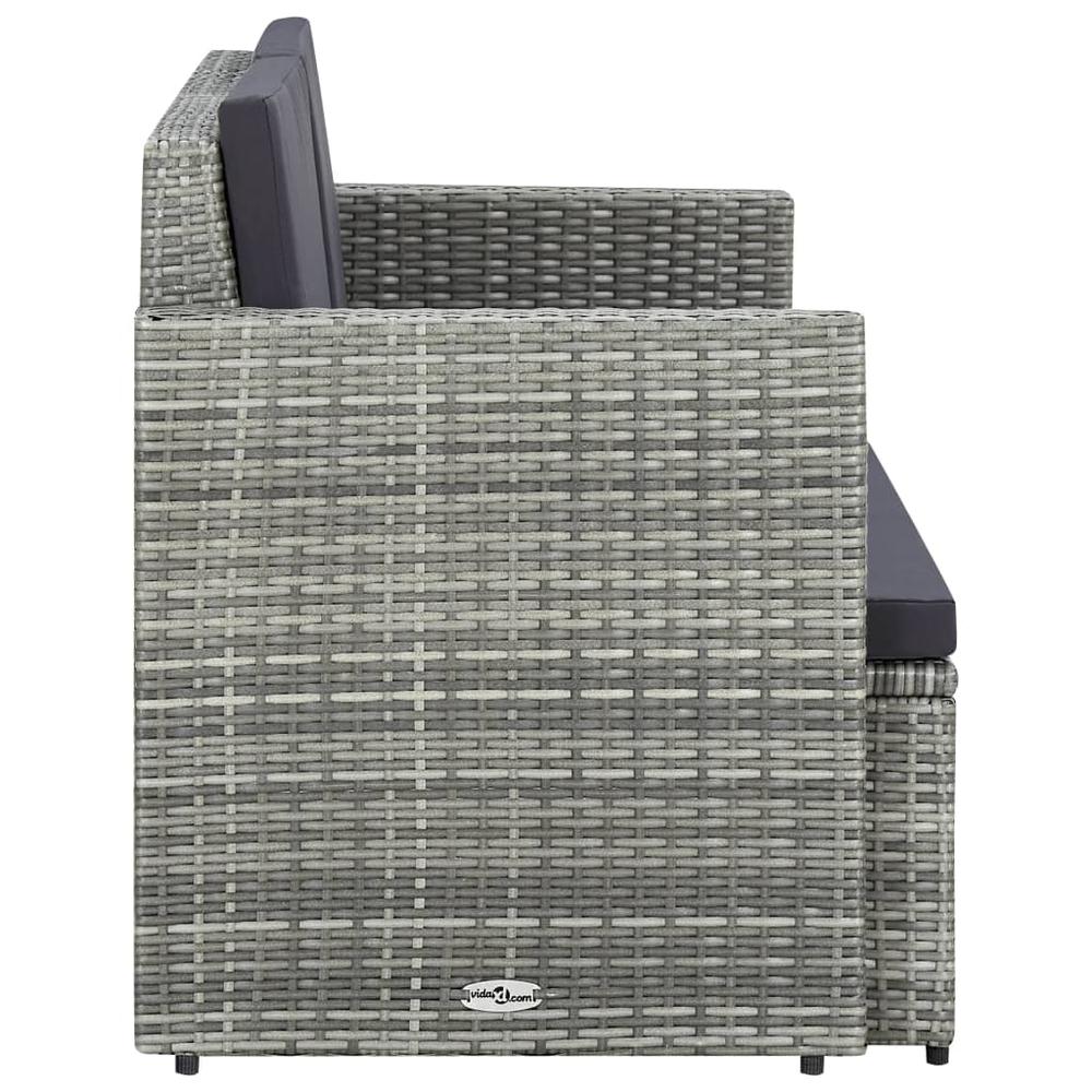 2 Seater Patio Sofa with Cushions Gray Poly Rattan. Picture 2
