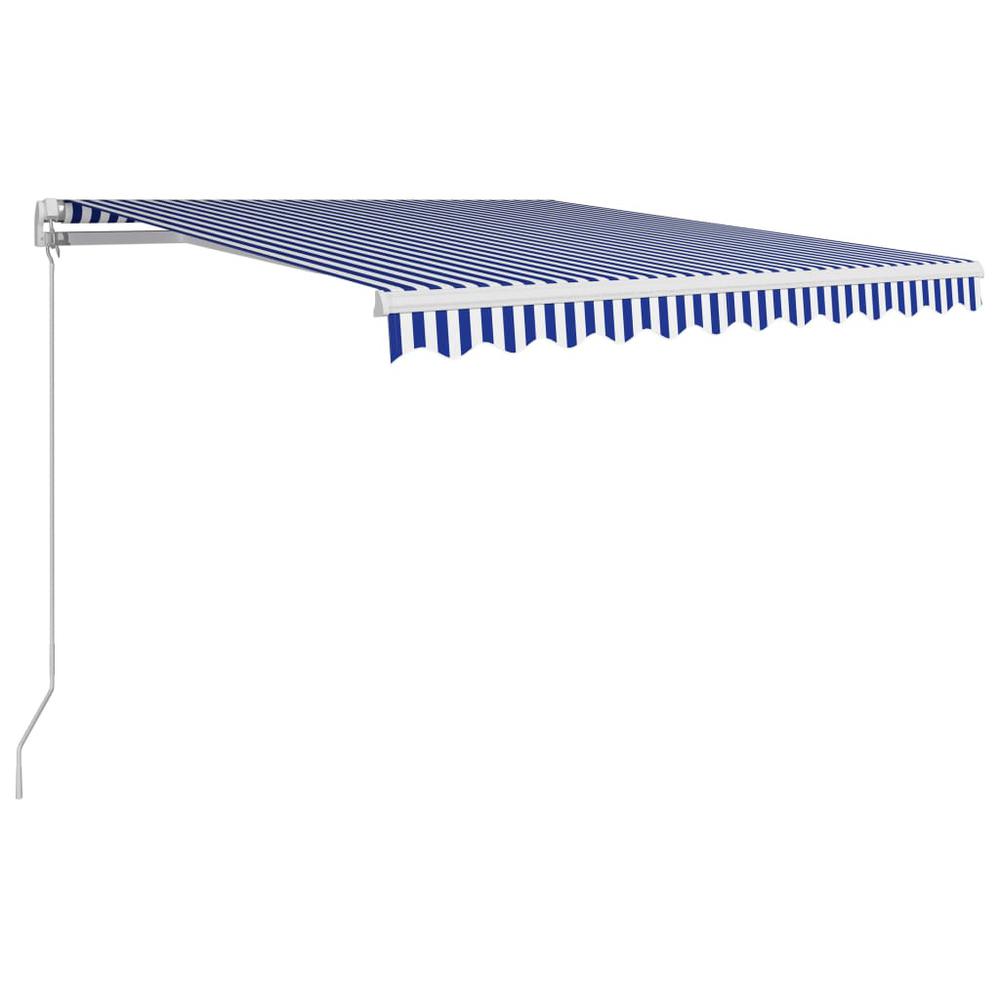 Manual Retractable Awning 118.1"x98.4" Blue and White. Picture 1
