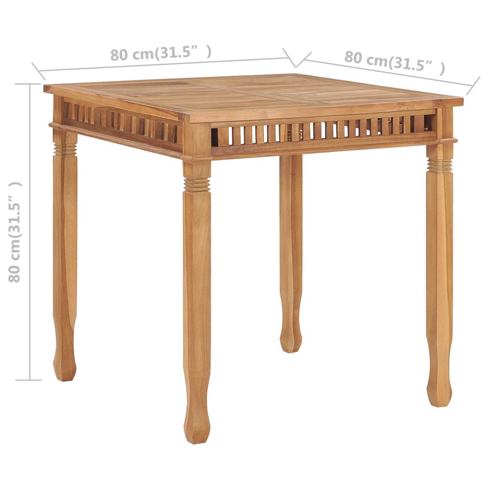 vidaXL Garden Dining Table 31.5"x31.5"x31.5" Solid Teak Wood, 49384. Picture 5