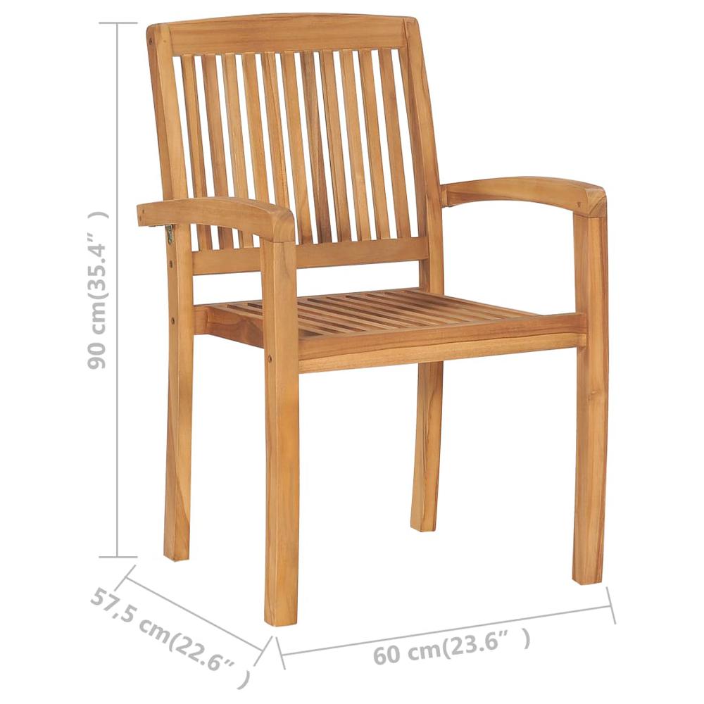 vidaXL Stacking Garden Dining Chairs 2 pcs Solid Teak Wood, 49387. Picture 6