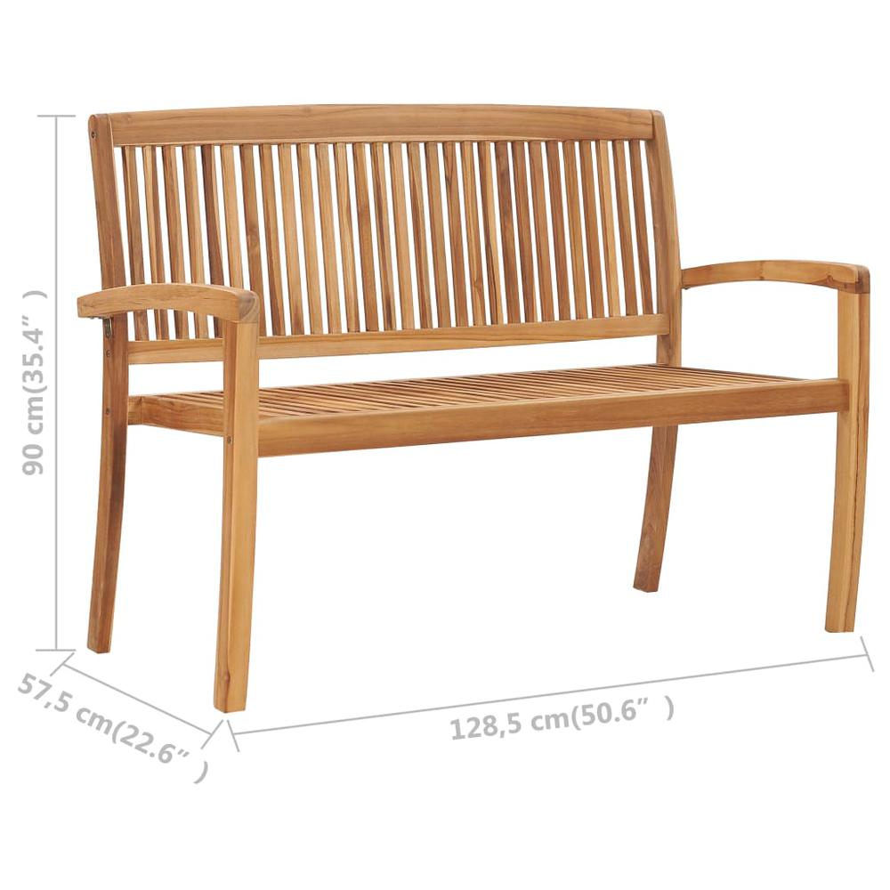 vidaXL 2-Seater Stacking Garden Bench 50.6" Solid Teak Wood, 49388. Picture 6