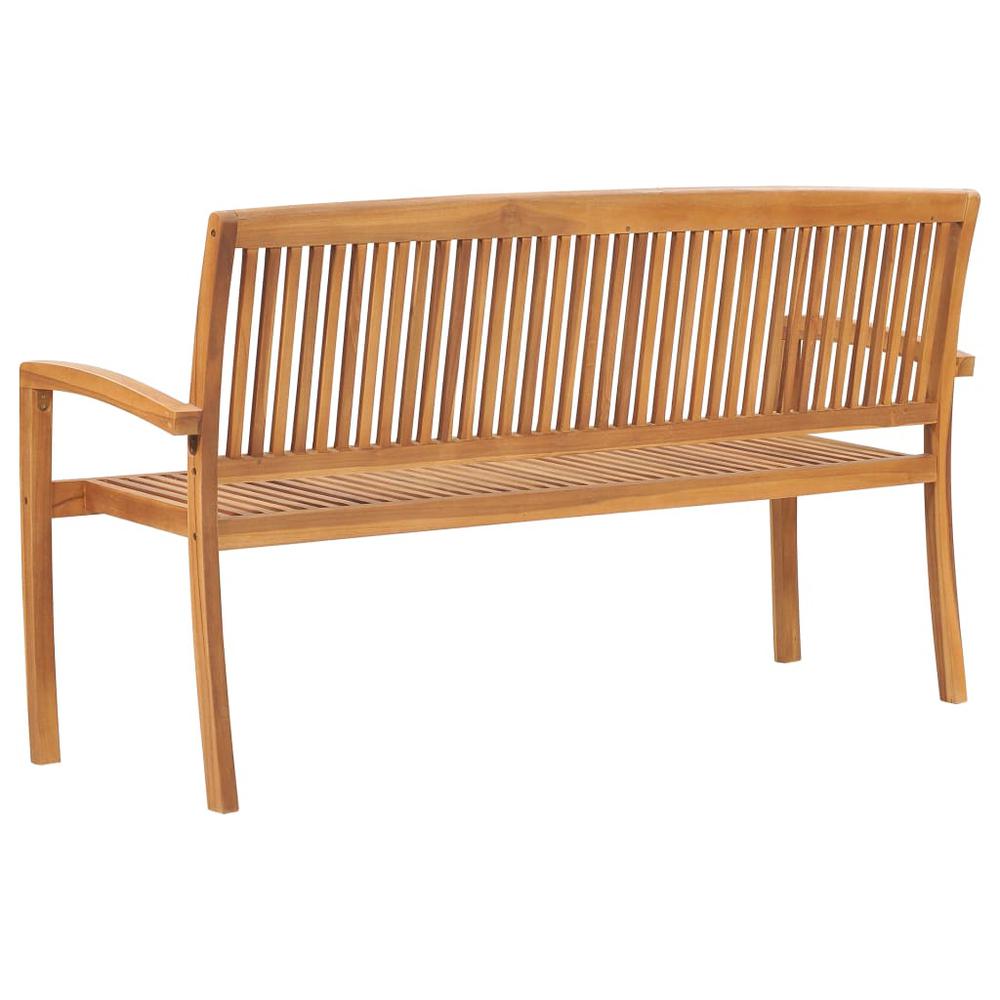 vidaXL 3-Seater Stacking Garden Bench 62.6" Solid Teak Wood, 49389. Picture 4