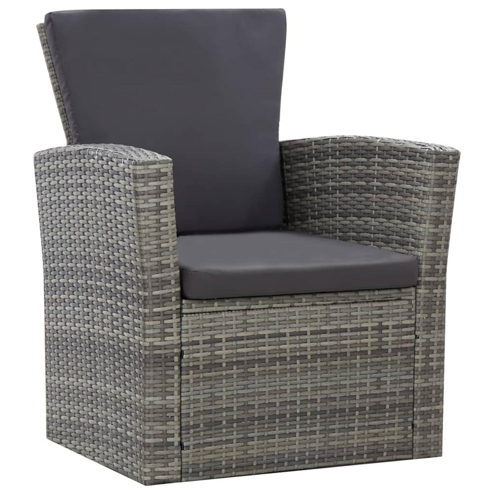 vidaXL 4 Piece Garden Lounge Set with Cushions Poly Rattan Gray, 46086. Picture 2