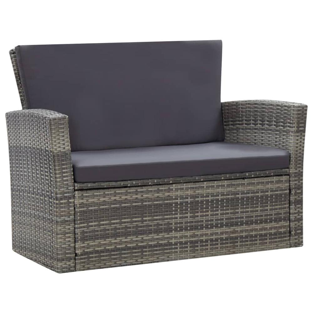 vidaXL 4 Piece Garden Lounge Set with Cushions Poly Rattan Gray, 46086. Picture 6