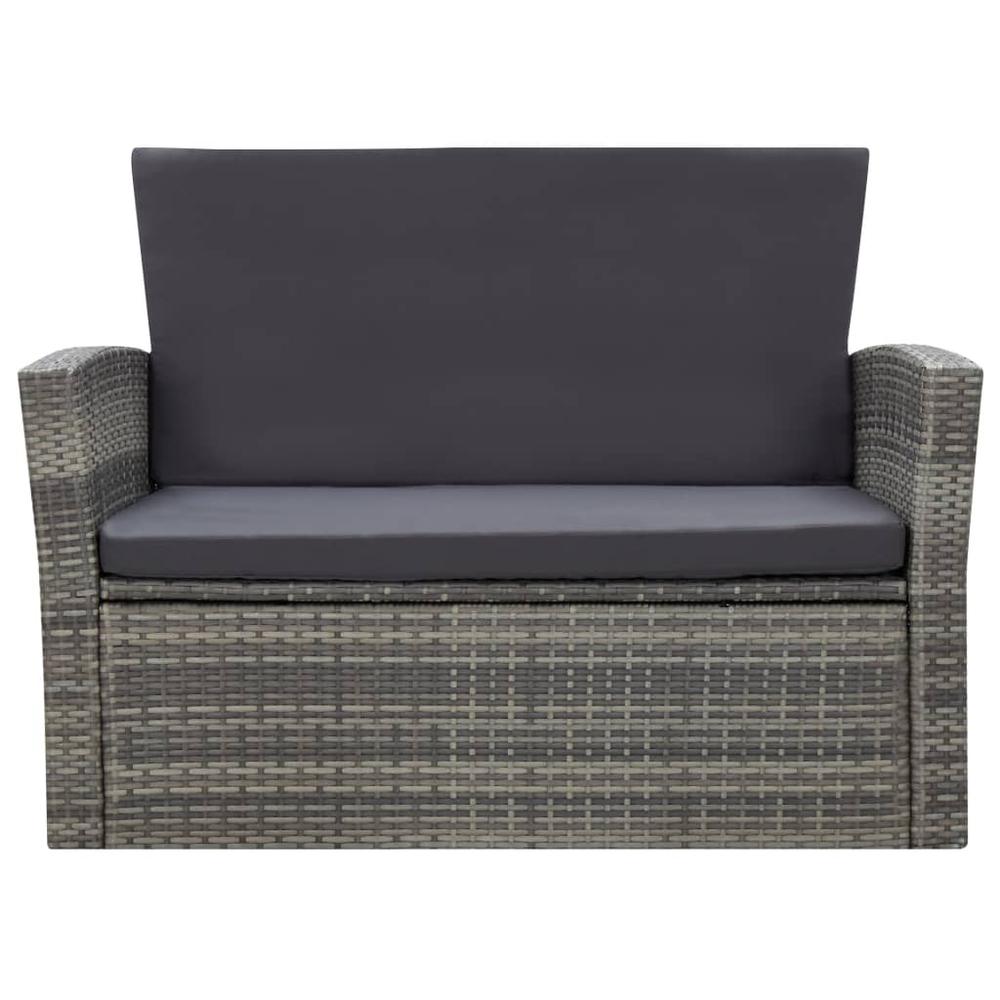 vidaXL 4 Piece Garden Lounge Set with Cushions Poly Rattan Gray, 46086. Picture 7