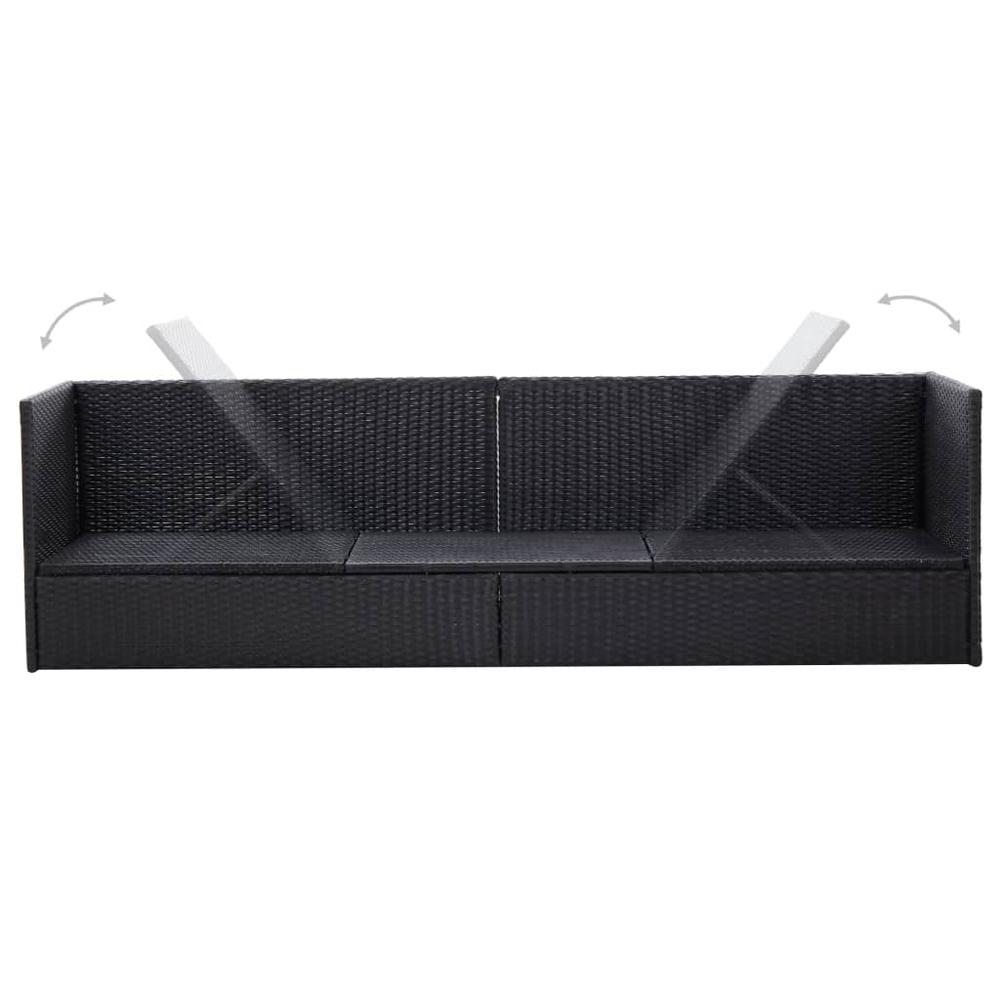 vidaXL Outdoor Sofa with Cushion and Pillow Poly Rattan Black, 46087. Picture 4