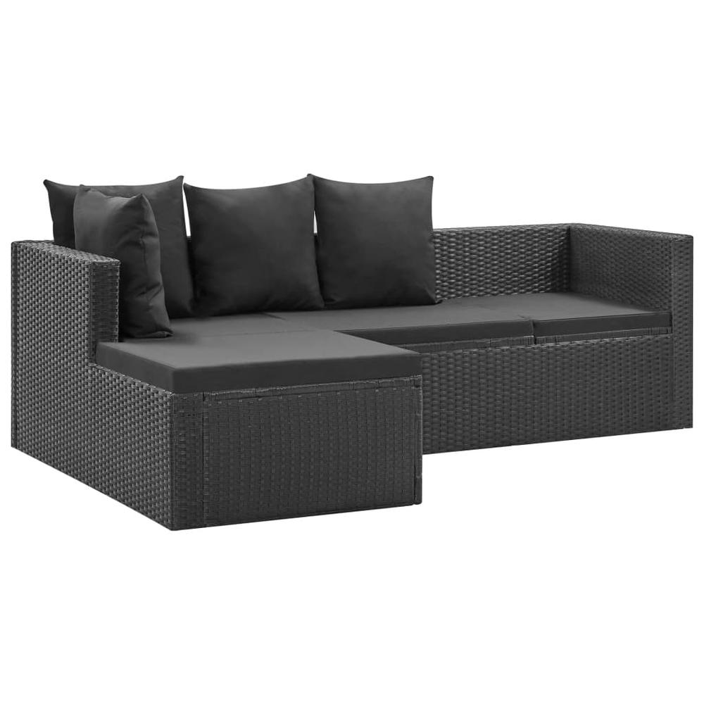 vidaXL 4 Piece Garden Lounge Set Black with Cushions Poly Rattan, 46105. Picture 5