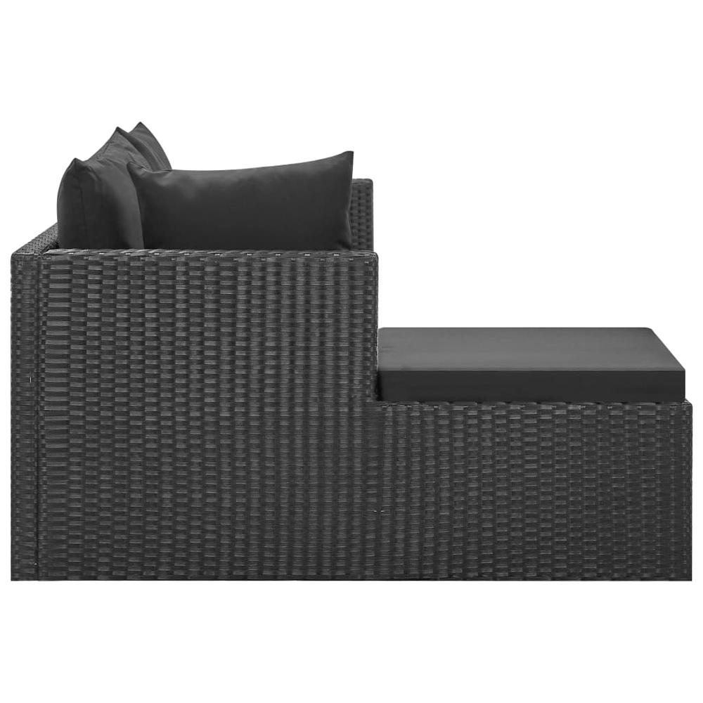 vidaXL 4 Piece Garden Lounge Set Black with Cushions Poly Rattan, 46105. Picture 6