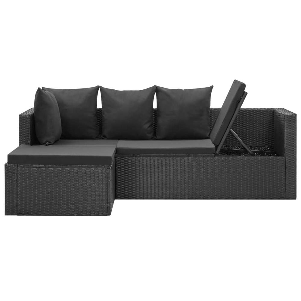 vidaXL 4 Piece Garden Lounge Set Black with Cushions Poly Rattan, 46105. Picture 7
