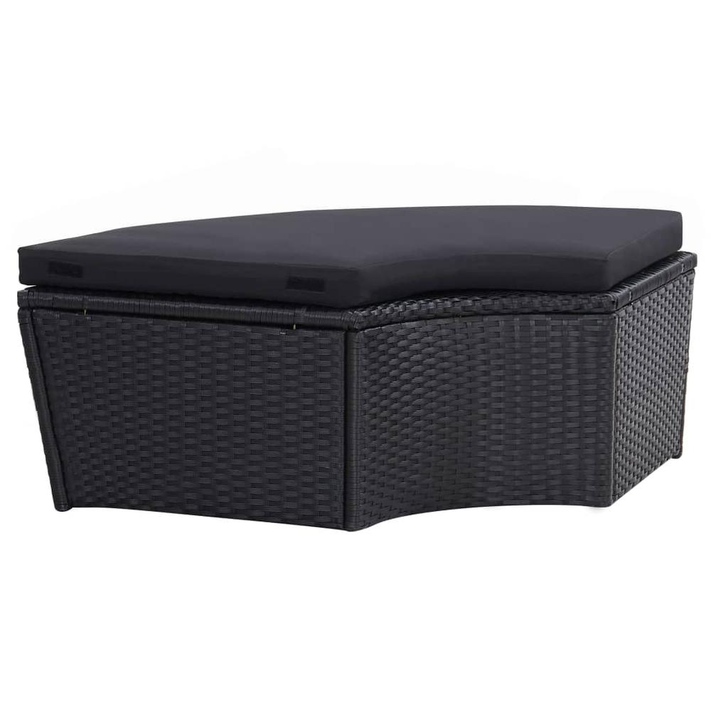 Patio Lounge Bed with Canopy Poly Rattan Black. Picture 6