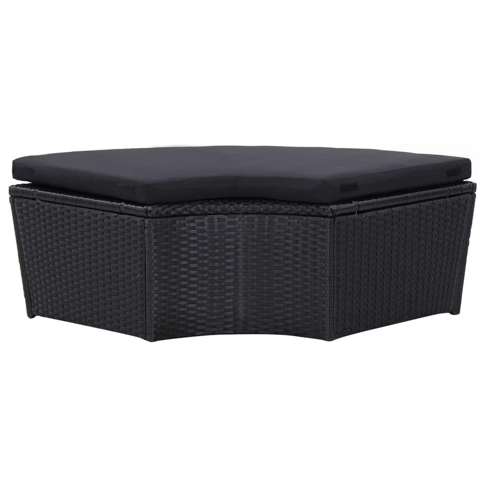 Patio Lounge Bed with Canopy Poly Rattan Black. Picture 7