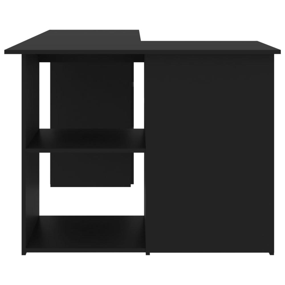 vidaXL Corner Desk Black 57.1"x39.4"x29.9" Chipboard, 801090. Picture 7