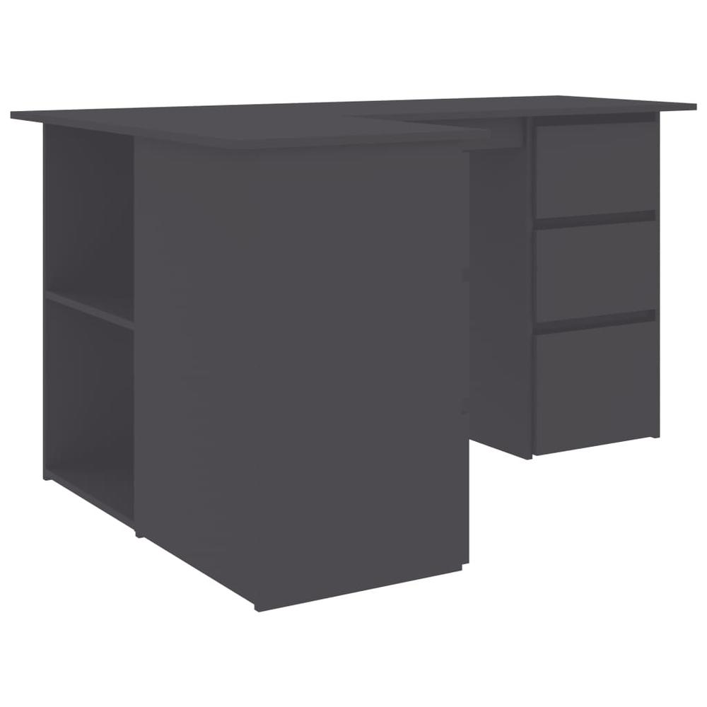 vidaXL Corner Desk Gray 57.1"x39.4"x29.9" Chipboard, 801091. Picture 6