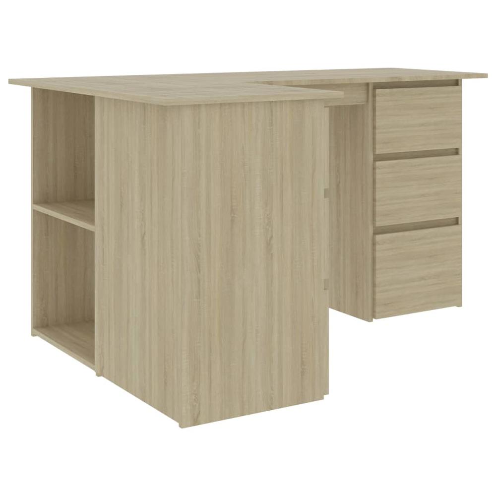 vidaXL Corner Desk Sonoma Oak 57.1"x39.4"x29.9" Chipboard, 801092. Picture 6