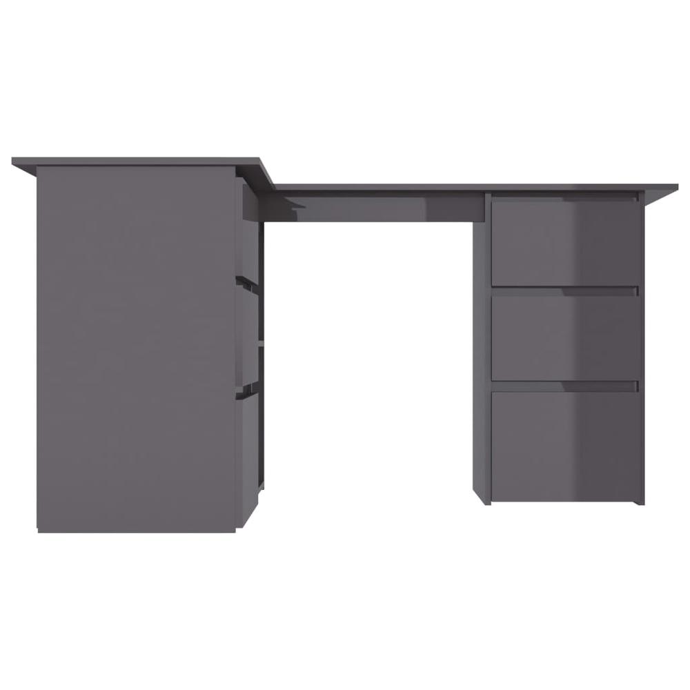 vidaXL Corner Desk High Gloss Gray 57.1"x39.4"x29.9" Chipboard, 801097. Picture 5